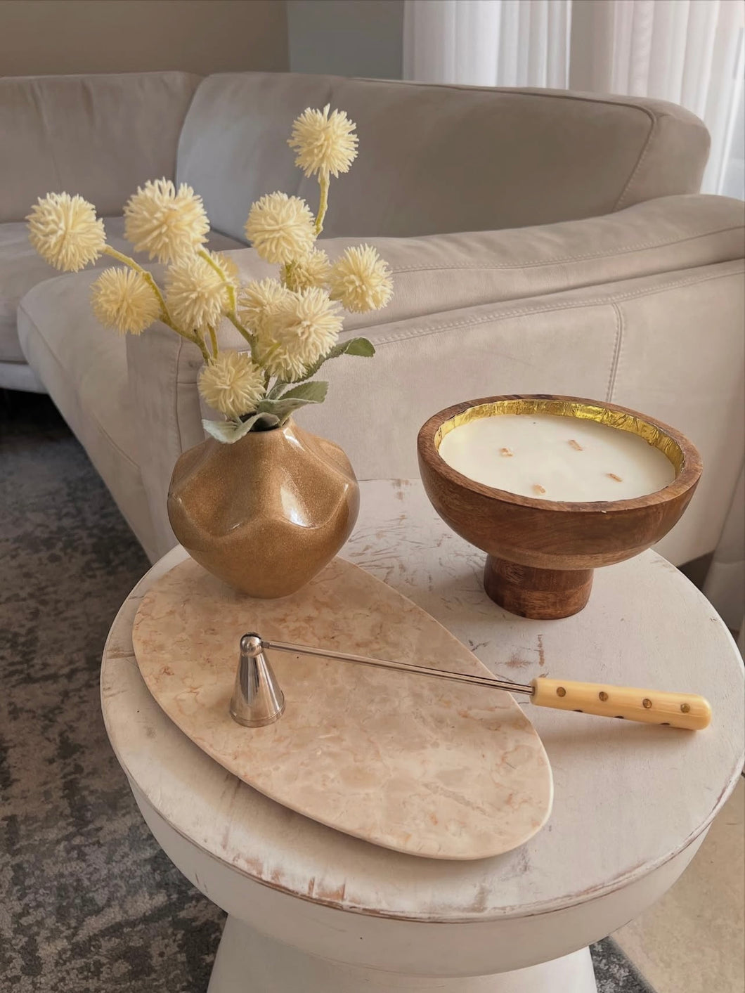 Bandeja de mármol crema