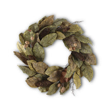 Cargar imagen en el visor de la galería, Corona de magnolia, bellotas y nueces
